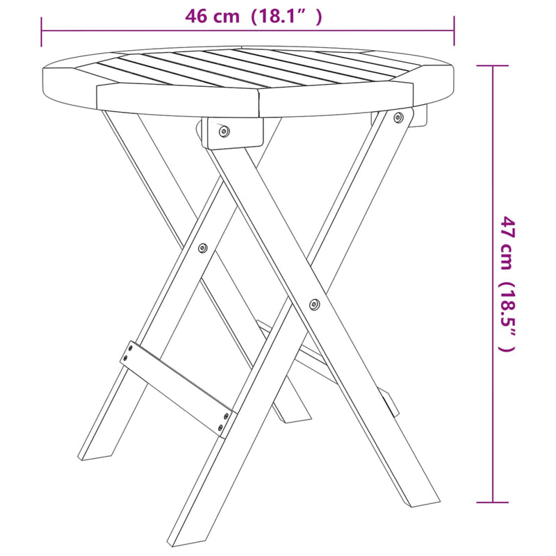 vidaXL Bistro Table Ø46x47 cm Solid Wood Acacia