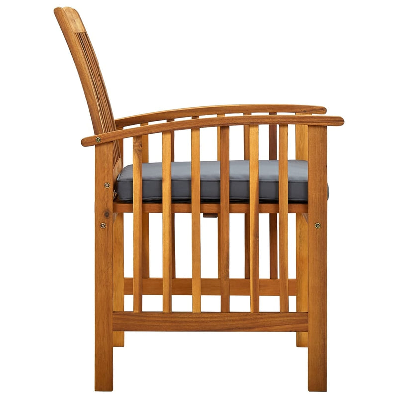 vidaXL Garden Dining Chairs 2 pcs with Cushions Solid Acacia Wood