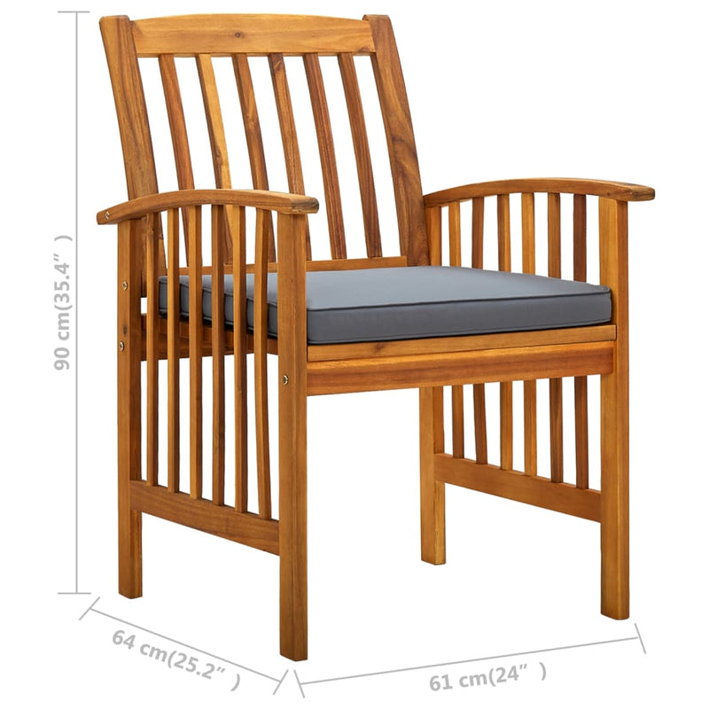 vidaXL Garden Dining Chairs 2 pcs with Cushions Solid Acacia Wood
