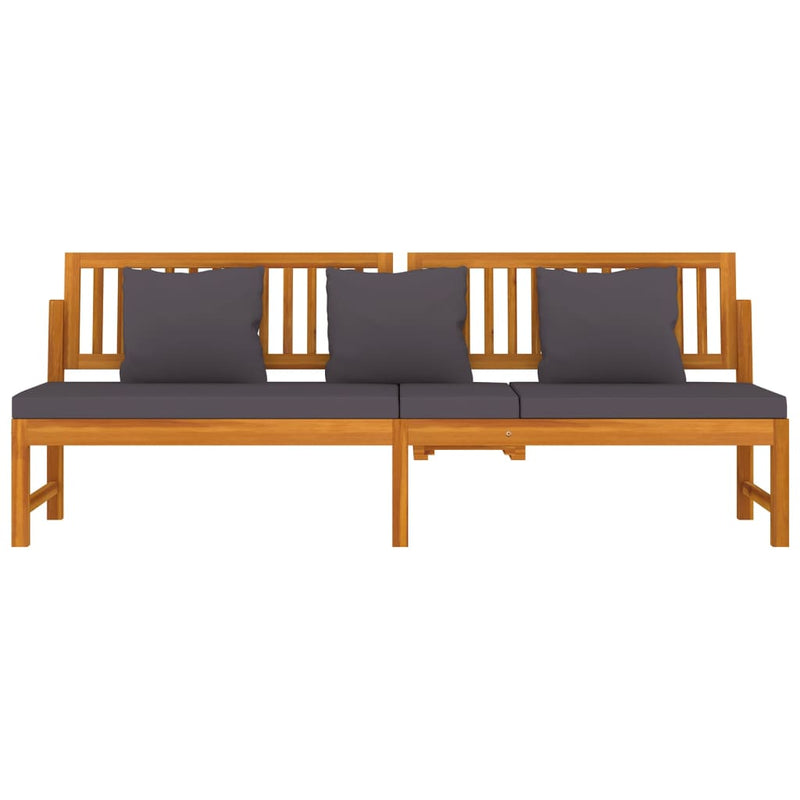 vidaXL Day Bed with Grey Cushion 200x60x75 cm Solid Wood Acacia