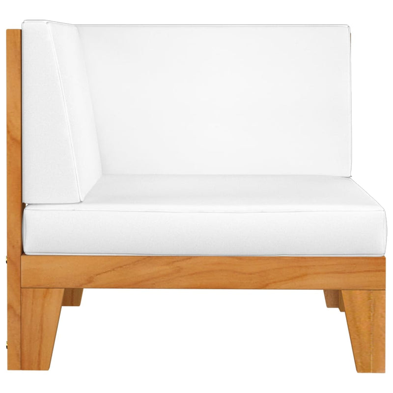 vidaXL Sectional Corner Sofa & Cream White Cushions Solid Acacia Wood