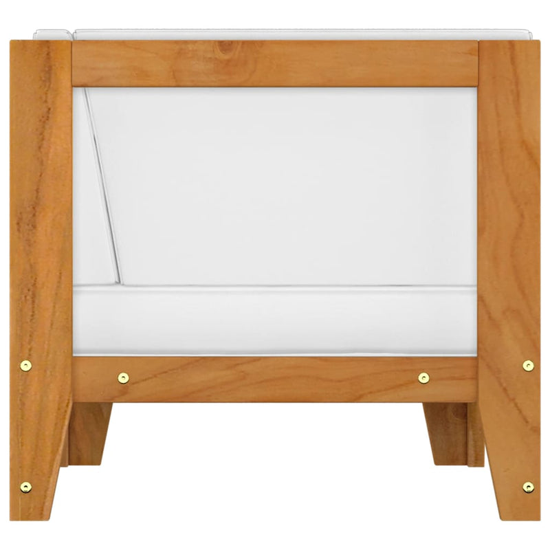 vidaXL Sectional Corner Sofa & Cream White Cushions Solid Acacia Wood