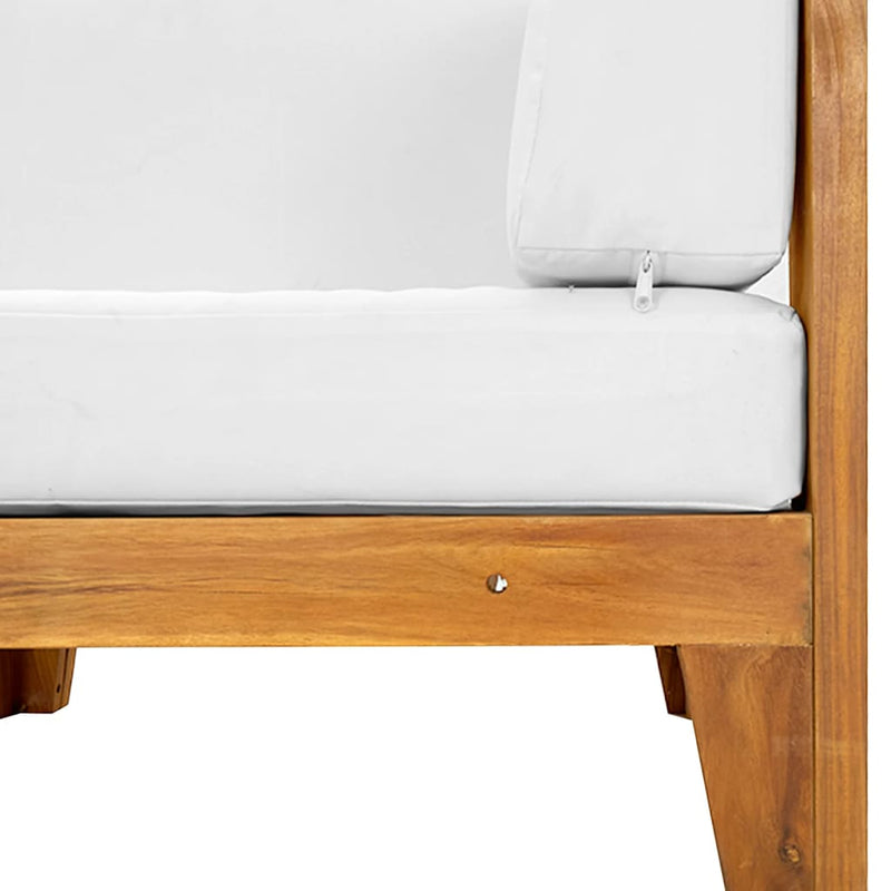 vidaXL Sectional Corner Sofa & Cream White Cushions Solid Acacia Wood