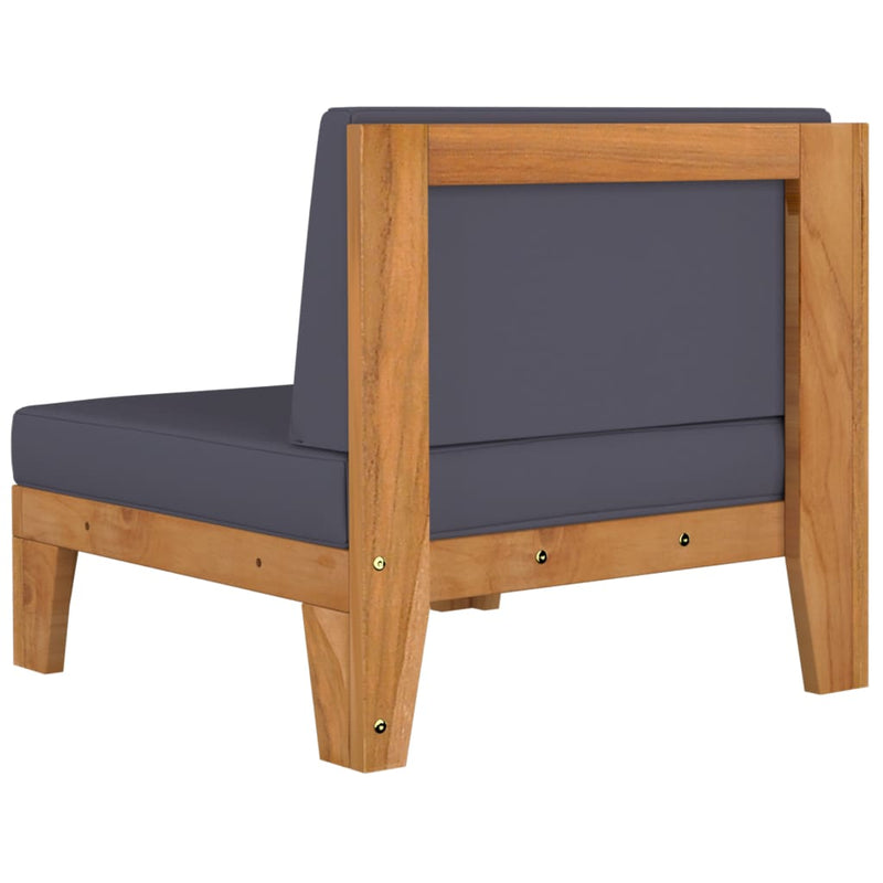 vidaXL Sectional Corner Sofa and Dark Grey Cushions Solid Acacia Wood