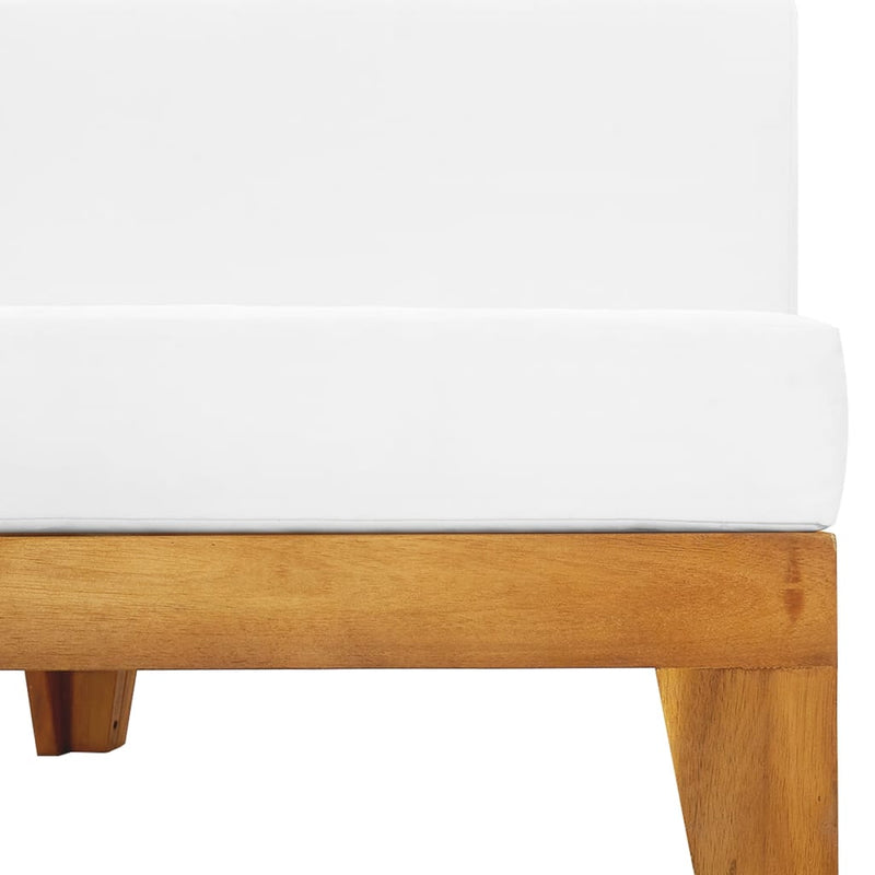 vidaXL Sectional Middle Sofa & Cream White Cushions Solid Acacia Wood