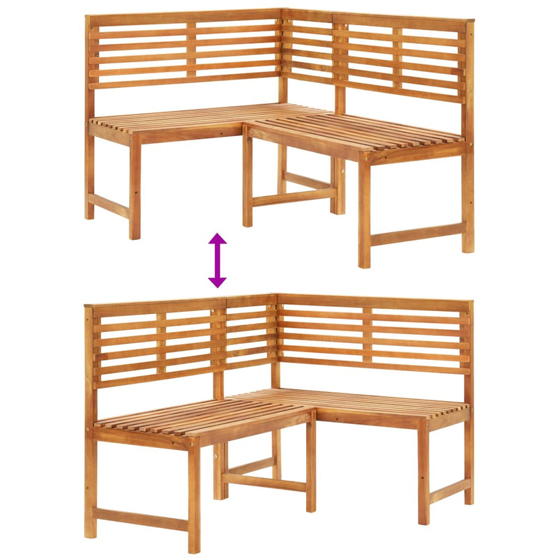 vidaXL Garden Corner Bench 140 cm Solid Acacia Wood