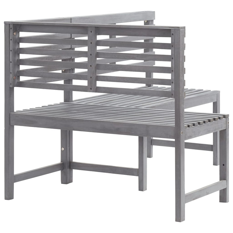 vidaXL Garden Corner Bench Grey 140 cm Solid Acacia Wood