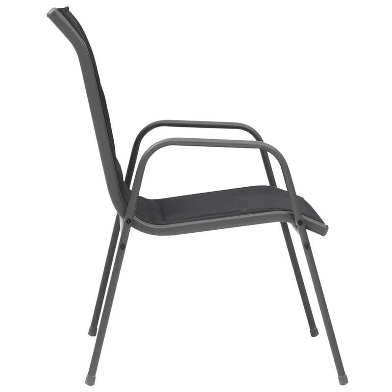 vidaXL Stackable Garden Chairs 2 pcs Steel and Textilene Black