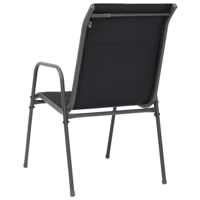 vidaXL Stackable Garden Chairs 2 pcs Steel and Textilene Black
