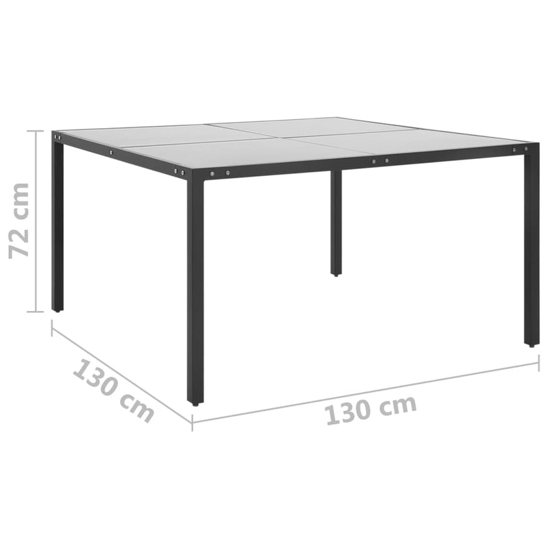 vidaXL Garden Table Anthracite 130x130x72 cm Steel and Glass