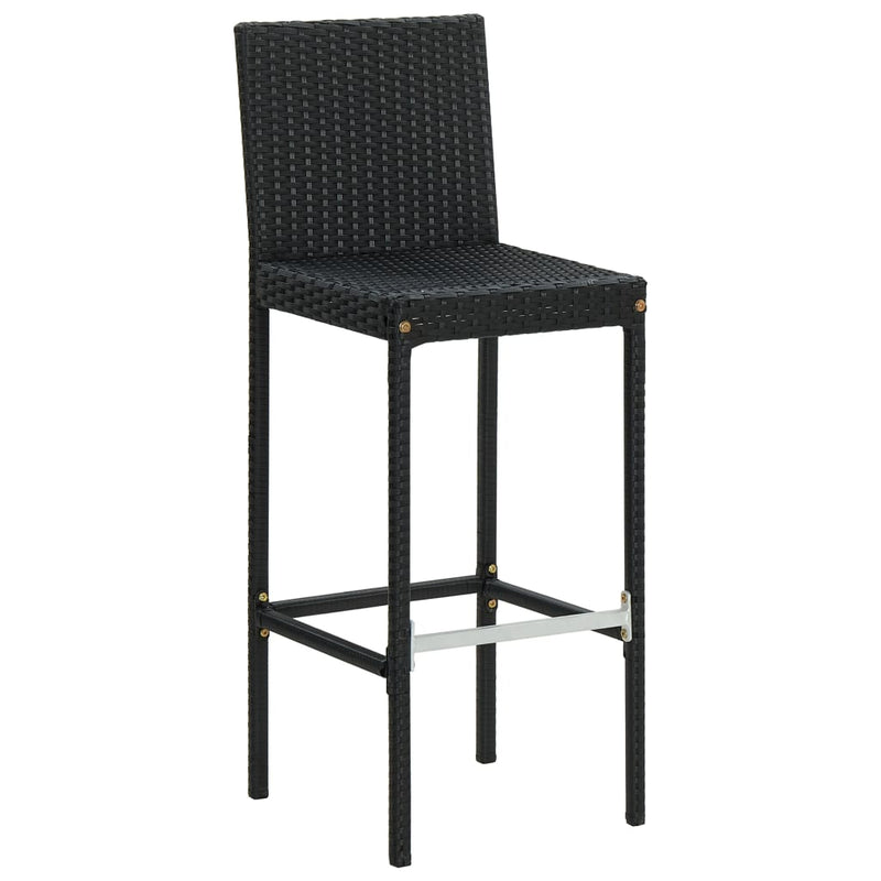 vidaXL Garden Bar Stools with Cushions 2 pcs Black Poly Rattan