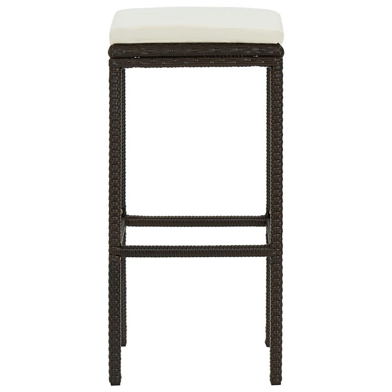 vidaXL Bar Stools with Cushions 3 pcs Brown Poly Rattan