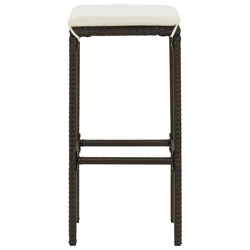 vidaXL Bar Stools with Cushions 3 pcs Brown Poly Rattan