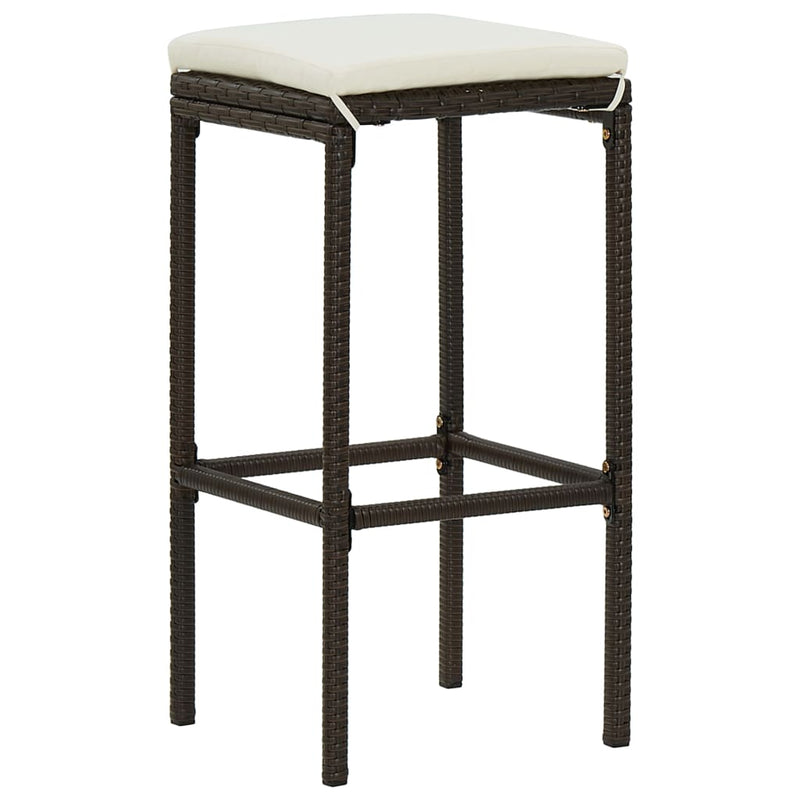 vidaXL Bar Stools with Cushions 4 pcs Brown Poly Rattan