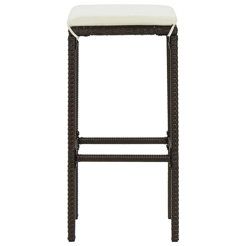vidaXL Bar Stools with Cushions 4 pcs Brown Poly Rattan