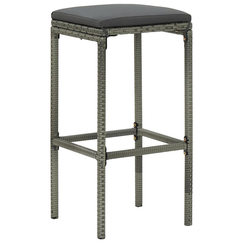 vidaXL Bar Stools with Cushions 4 pcs Grey Poly Rattan