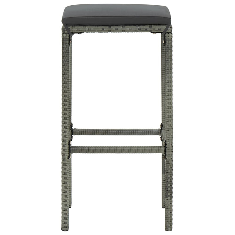 vidaXL Bar Stools with Cushions 4 pcs Grey Poly Rattan