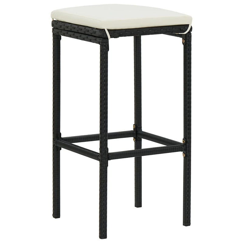 vidaXL Bar Stools with Cushions 6 pcs Black Poly Rattan