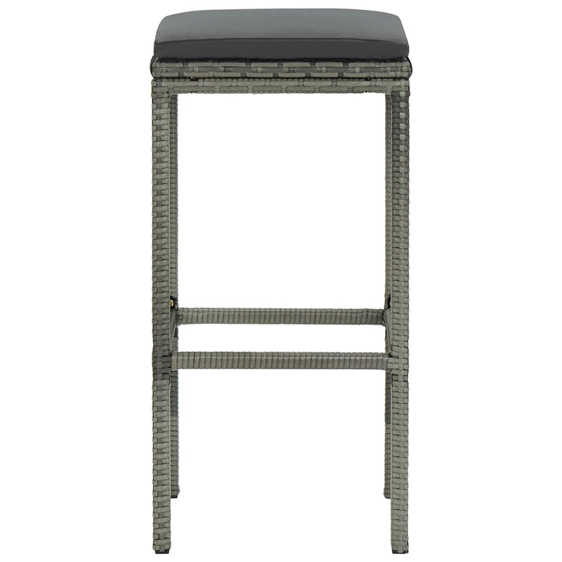 vidaXL Bar Stools with Cushions 6 pcs Grey Poly Rattan