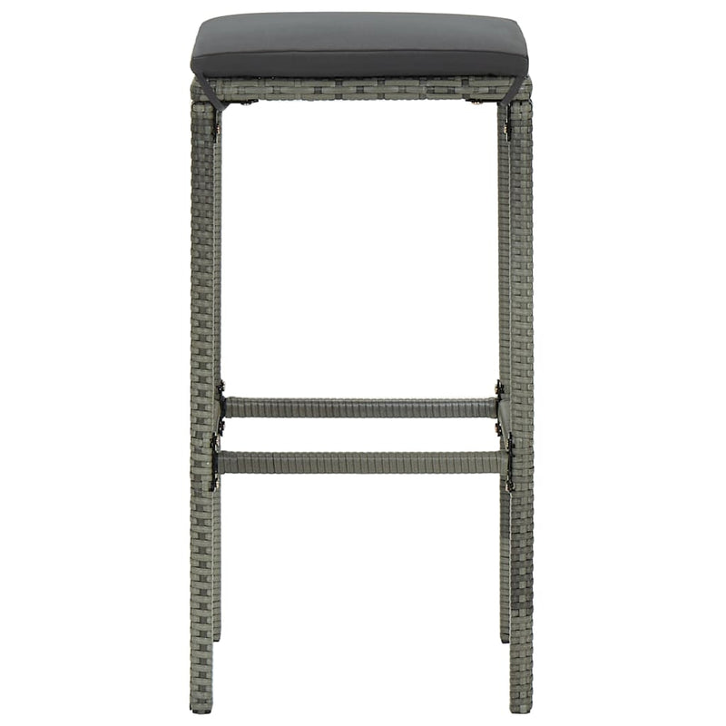 vidaXL Bar Stools with Cushions 6 pcs Grey Poly Rattan