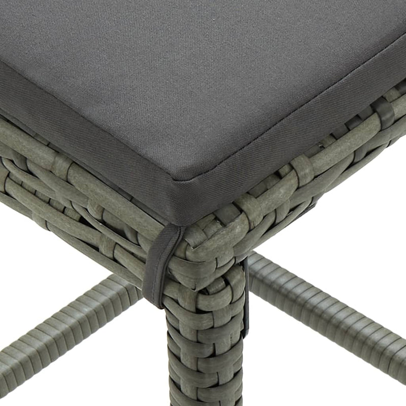 vidaXL Bar Stools with Cushions 6 pcs Grey Poly Rattan