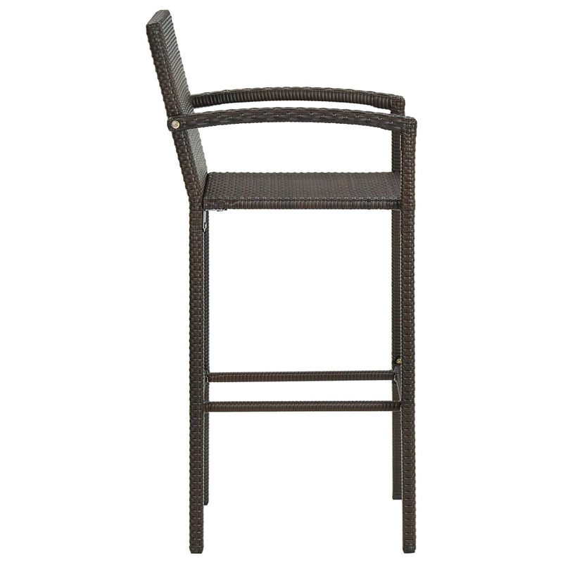 vidaXL Bar Stools 4 pcs Brown Poly Rattan