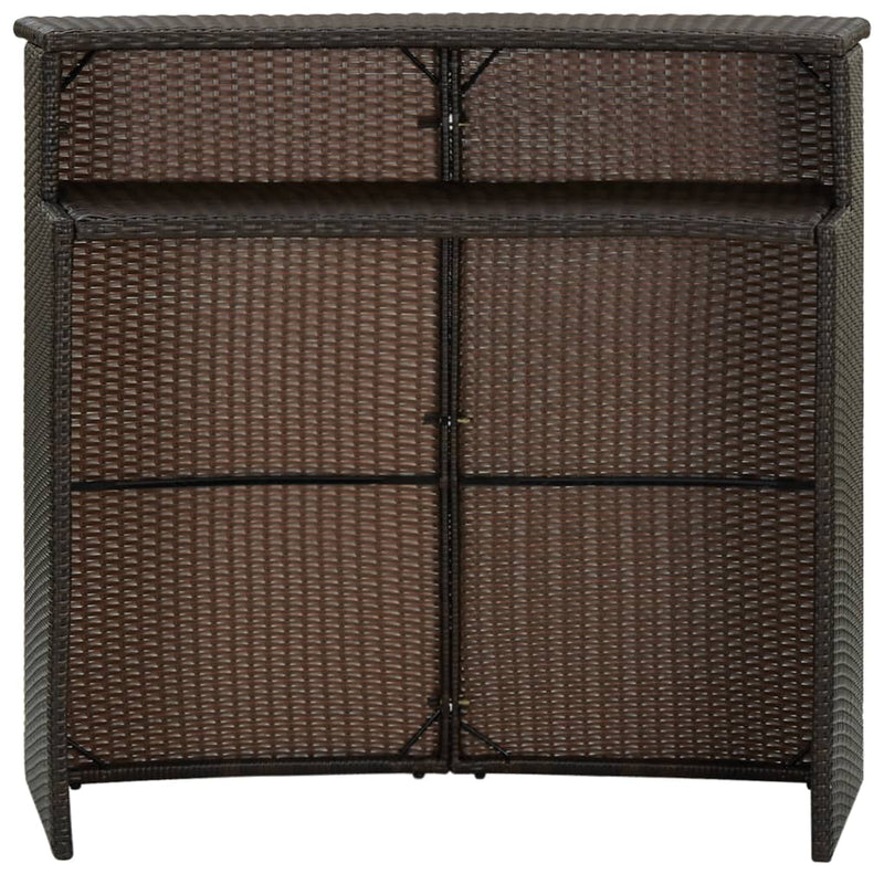 vidaXL Garden Bar Table Brown 120x55x110 cm Poly Rattan