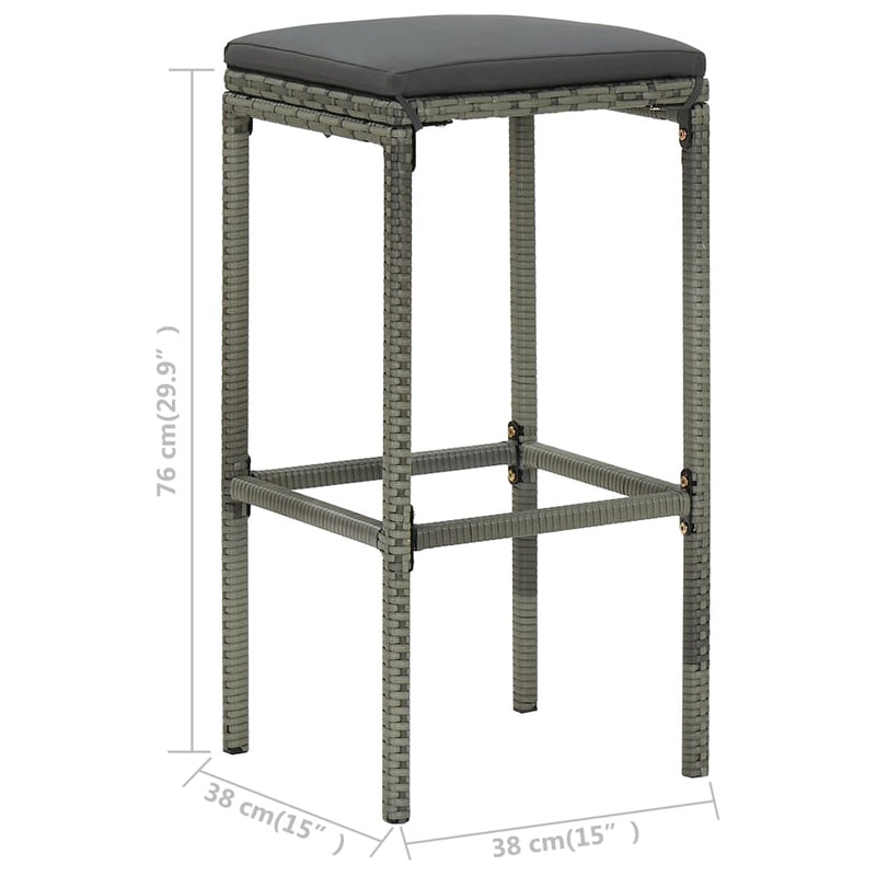 vidaXL 3 Piece Bar Set Poly Rattan Grey