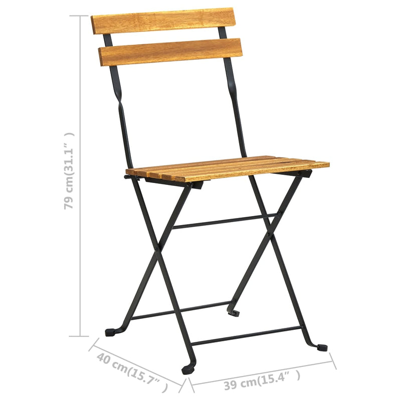 vidaXL Folding Bistro Chair 4 pcs Solid Acacia Wood