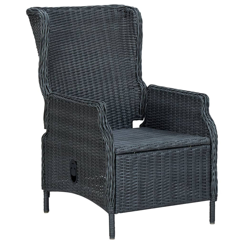 vidaXL Reclining Garden Chair with Cushions Poly Rattan Dark Grey