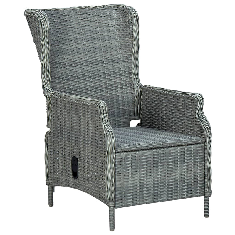 vidaXL Reclining Garden Chair with Cushions Poly Rattan Light Grey