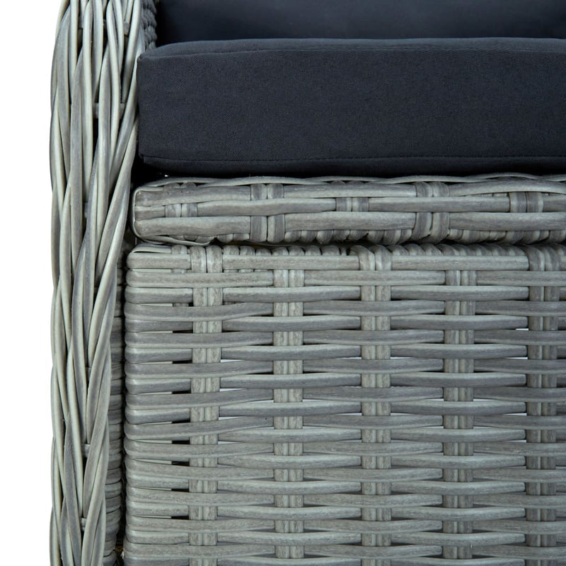 vidaXL Reclining Garden Chair with Cushions Poly Rattan Light Grey
