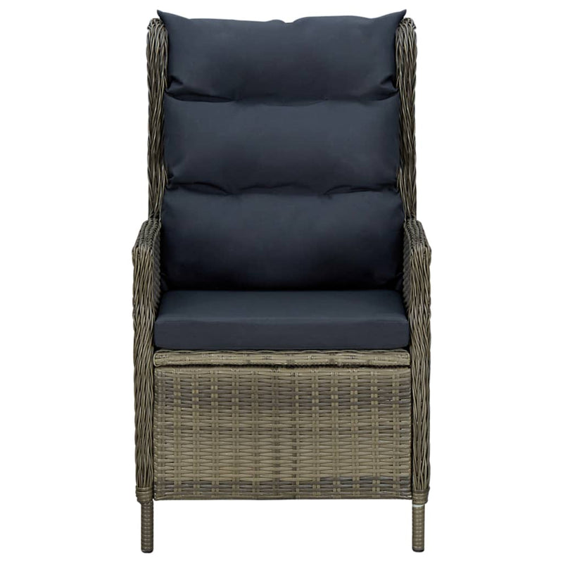 vidaXL Reclining Garden Chair with Cushions Poly Rattan Brown
