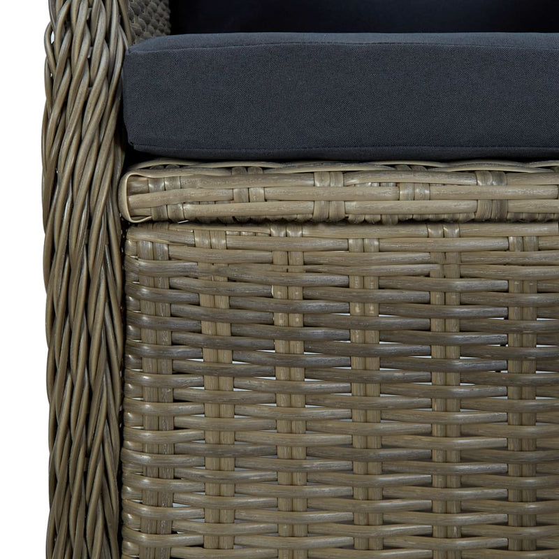vidaXL Reclining Garden Chair with Cushions Poly Rattan Brown