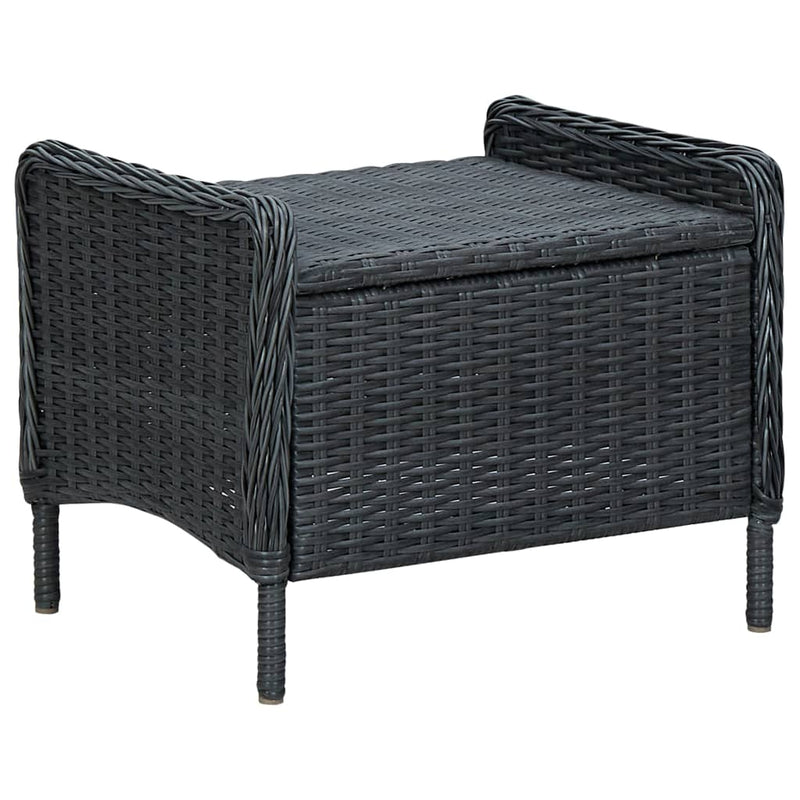 vidaXL Reclining Garden Chair with Footstool Poly Rattan Dark Grey