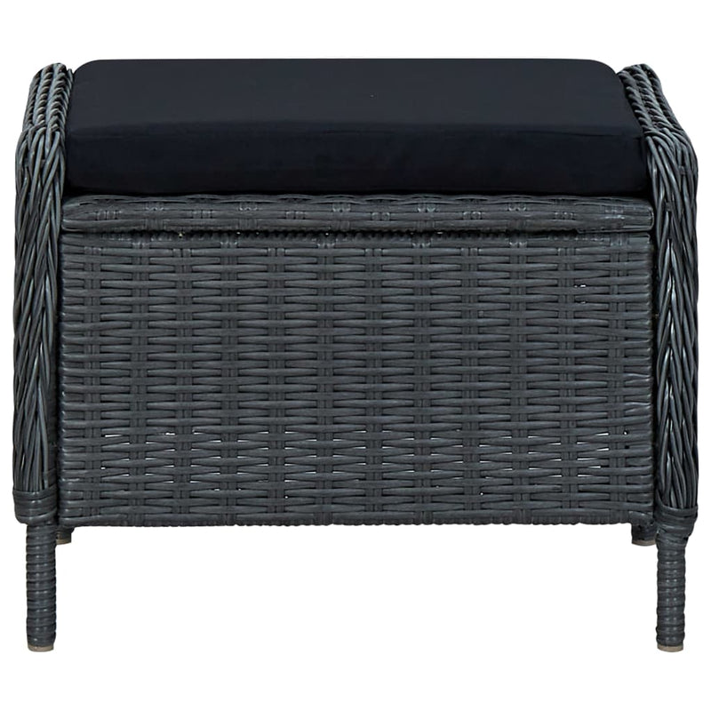 vidaXL Reclining Garden Chair with Footstool Poly Rattan Dark Grey