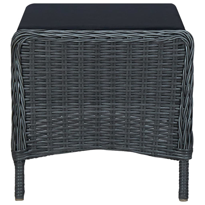 vidaXL Reclining Garden Chair with Footstool Poly Rattan Dark Grey