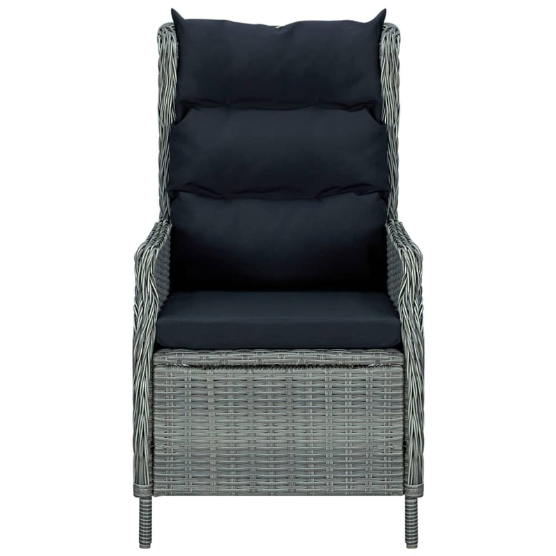 vidaXL Reclining Garden Chair with Footstool Poly Rattan Light Grey