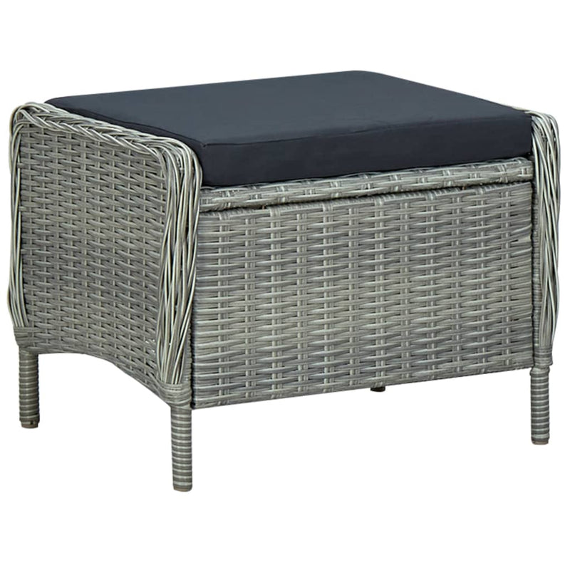 vidaXL Reclining Garden Chair with Footstool Poly Rattan Light Grey