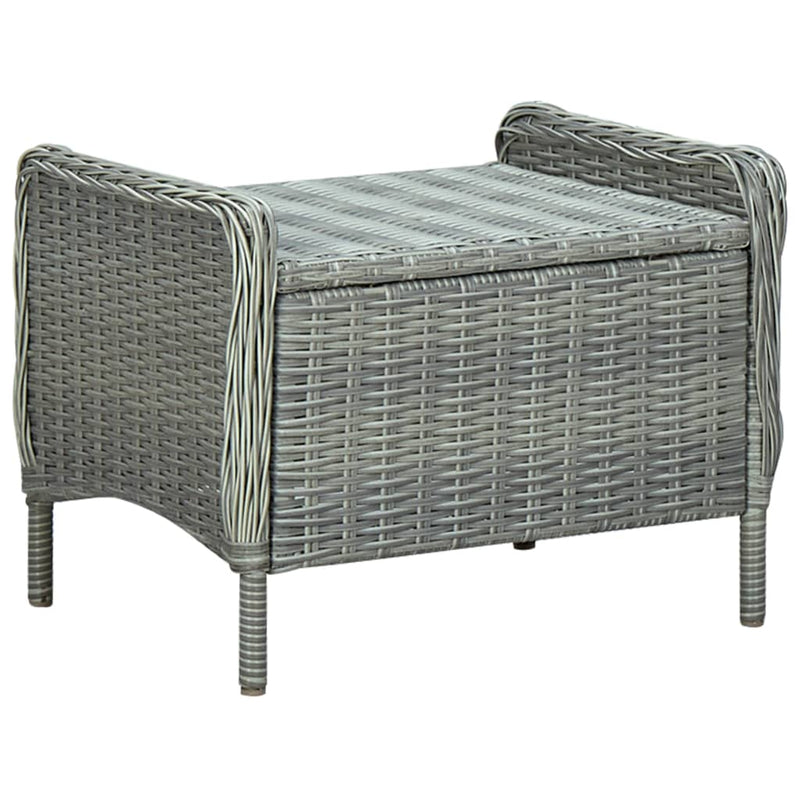 vidaXL Reclining Garden Chair with Footstool Poly Rattan Light Grey