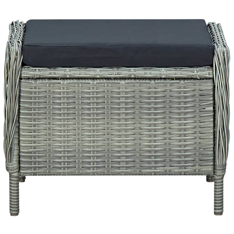 vidaXL Reclining Garden Chair with Footstool Poly Rattan Light Grey