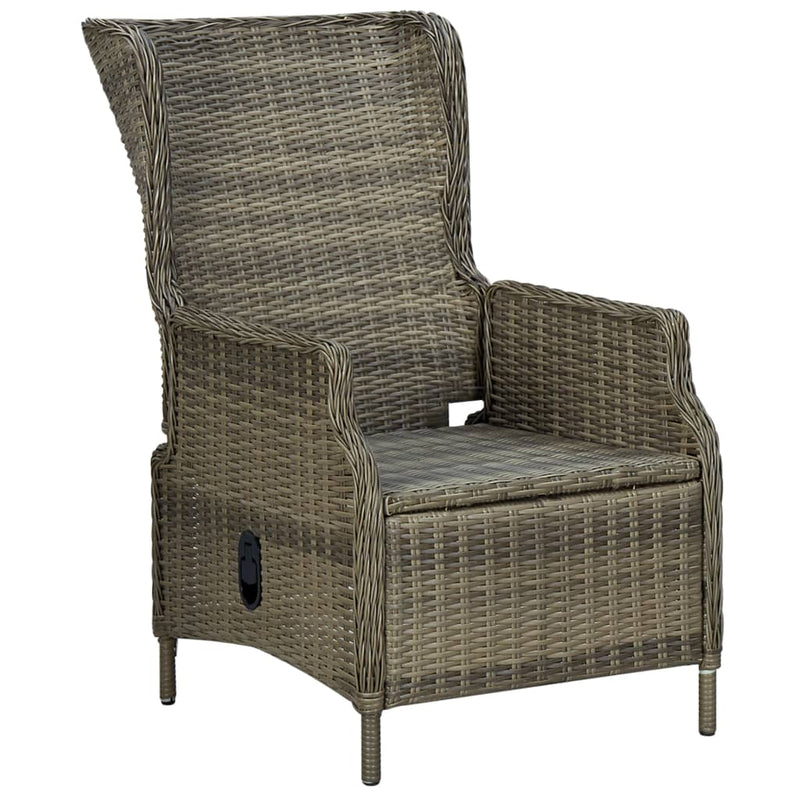 vidaXL Reclining Garden Chair with Footstool Poly Rattan Brown