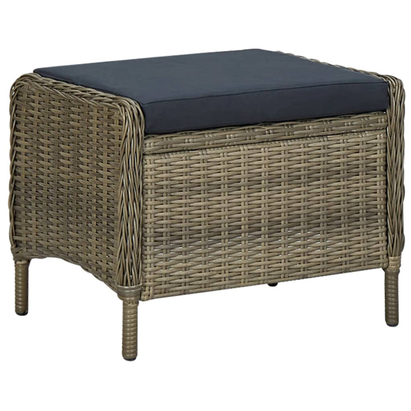 vidaXL Reclining Garden Chair with Footstool Poly Rattan Brown
