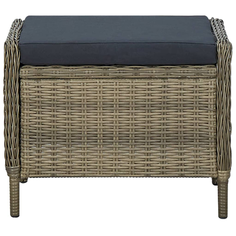 vidaXL Reclining Garden Chair with Footstool Poly Rattan Brown