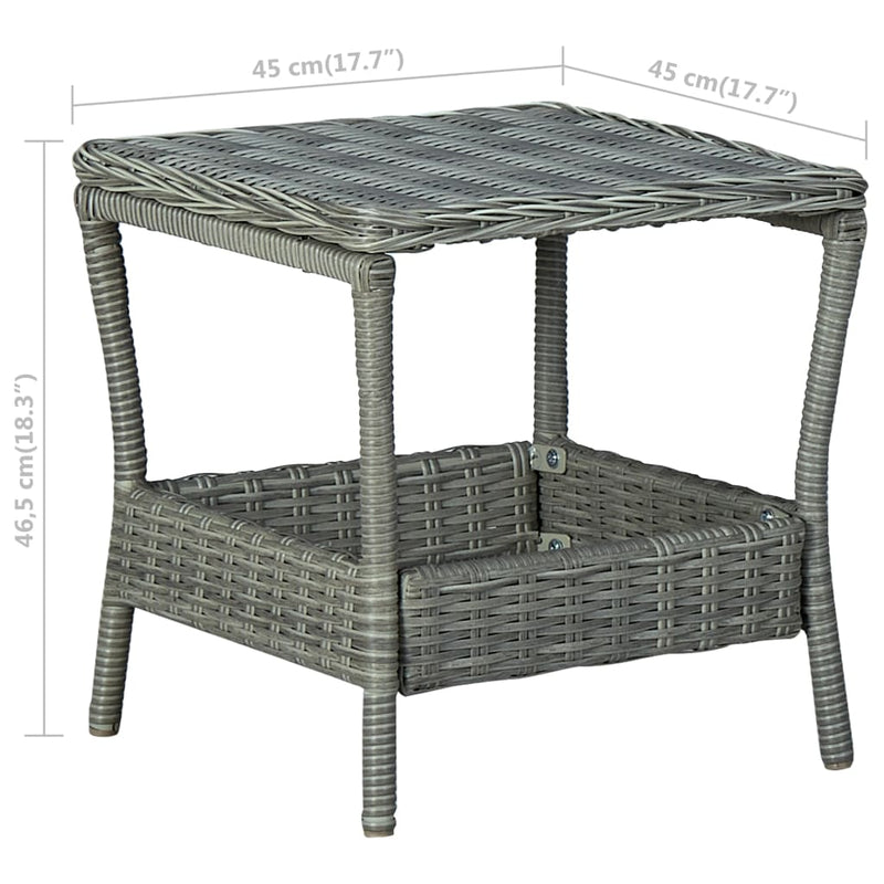 vidaXL Garden Table Light Grey 45x45x46.5 cm Poly Rattan