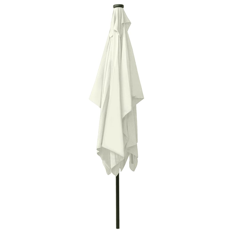 vidaXL Garden Parasol with LEDs and Steel Pole Sand 2x3 m
