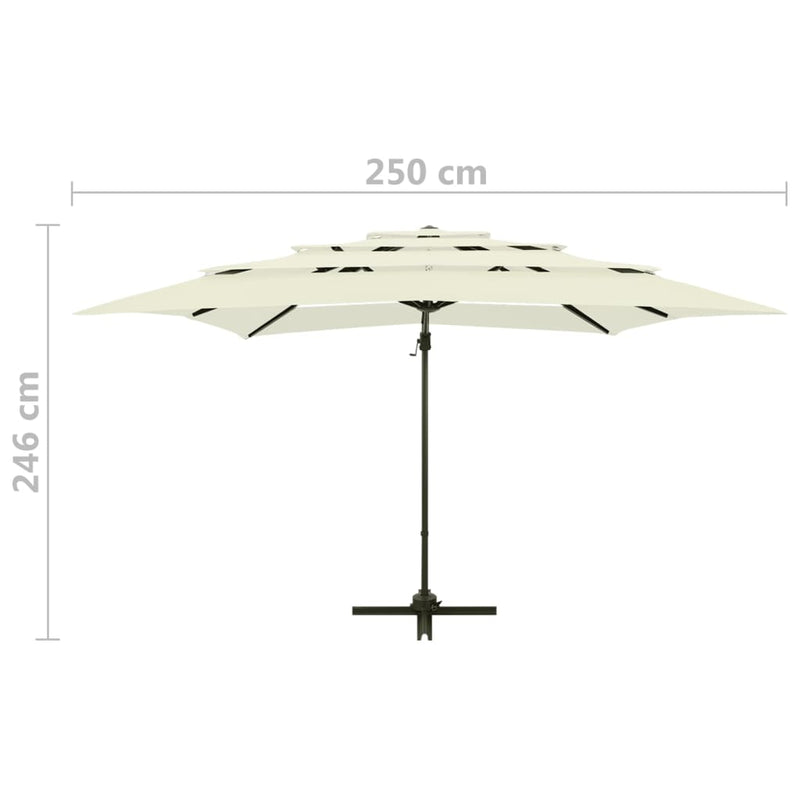vidaXL 4-Tier Garden Parasol with Aluminium Pole Sand 250x250 cm
