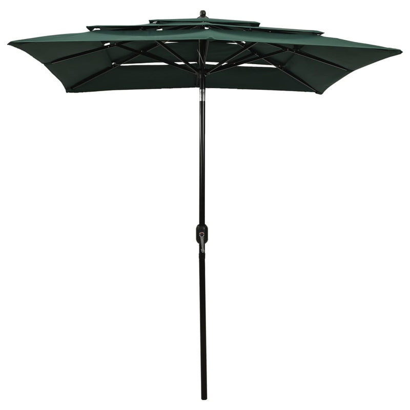 vidaXL 3-Tier Garden Parasol with Aluminium Pole Green 2x2 m