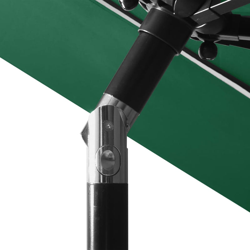 vidaXL 3-Tier Garden Parasol with Aluminium Pole Green 3 m