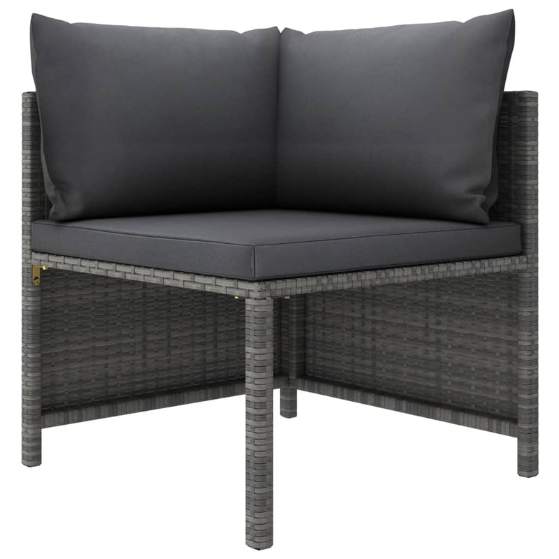 vidaXL 2-Seater Garden Sofa with Cushions Grey Poly Rattan